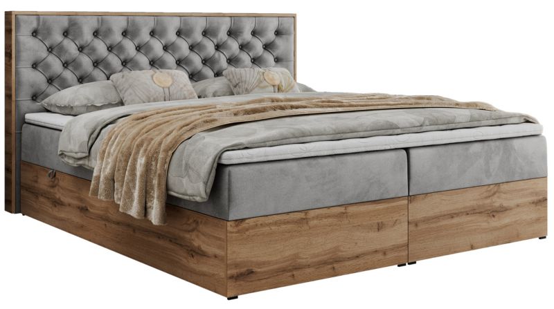 Łóżko kontynentalne MKS Meble ALBERO 3 140x200 H4 Jasnoszary welvet 1szt.