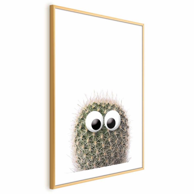 Plakat Artgeist Kaktus z oczami 21x30 cm z ramą złotą 1 szt