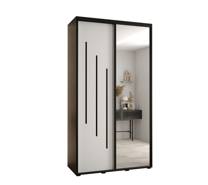 Szafa przesuwna Abiks DAVOS 9 wysoka szer.130cm gł.60cm czarny/biały/czarny 1szt.