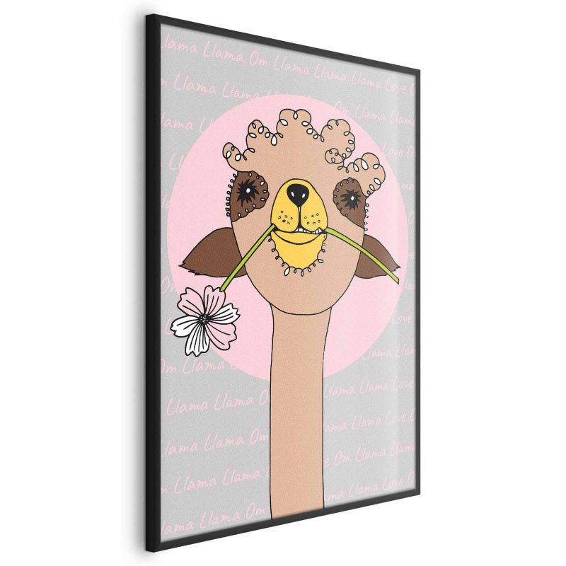 Plakat Artgeist Wesoła lama 60x90 cm z ramą czarną 1 szt