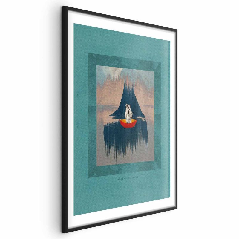 Plakat Artgeist Para na łodzi 21x30 cm z ramą czarną 1 szt