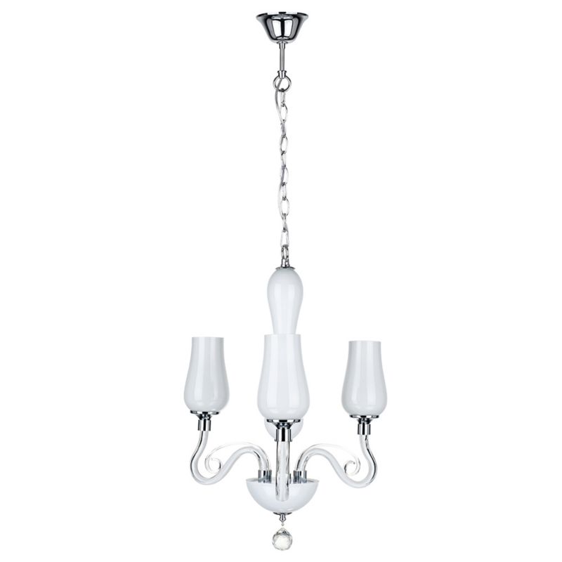 Lampa Wisząca SPOT Light 3xE14 Max.40W Subtelna Biel z Dodatkiem Chromu, Polski Producent, 1 szt.