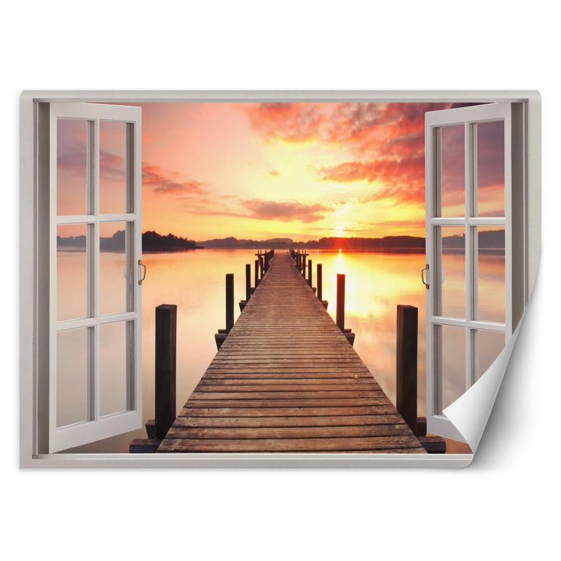 Fototapeta Feeby Okno zachód słońca pomost 210x150 1 szt