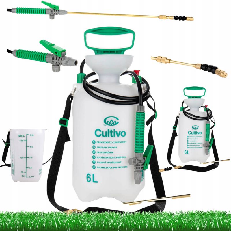 Opryskiwacz Cultivo Ręczny 6l Ciśnieniowy Teleskopowa miedziana Lanca 38-91 cm 1 szt