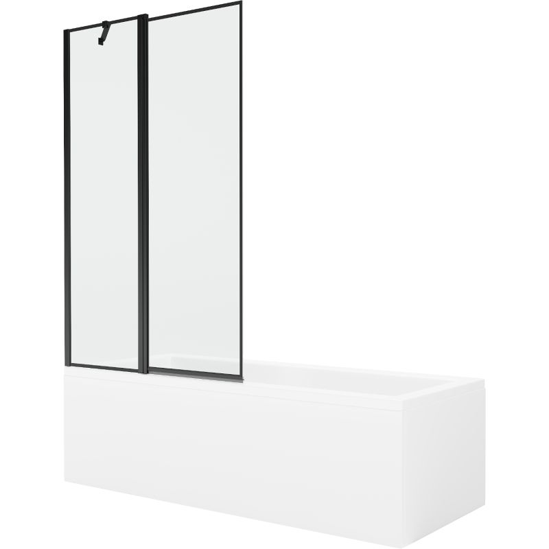 Wanna prostokątna Mexen Cubik 170 x 70 cm z obudową i parawanem 1-skrzydłowym 100 cm czarny wzór 550317070X9410117070 1 szt.