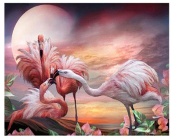 DIAMENTOWA MOZAIKA FLAMINGI GODY O ZACHODZIE SŁOŃCA PAK60 30X40 CM