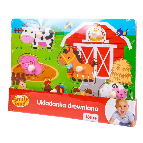 UKŁADANKA DREWNIANA MAŁA FARMA UCHWYTY 12/24