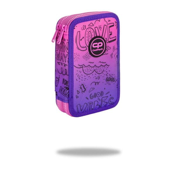 Coolpack Piórnik Jumper 2 podwójny z wyposażeniem Purple Scribble