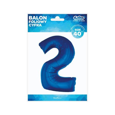 Balon foliowy Cyfra niebieska "2" - Wielkość 92cm
