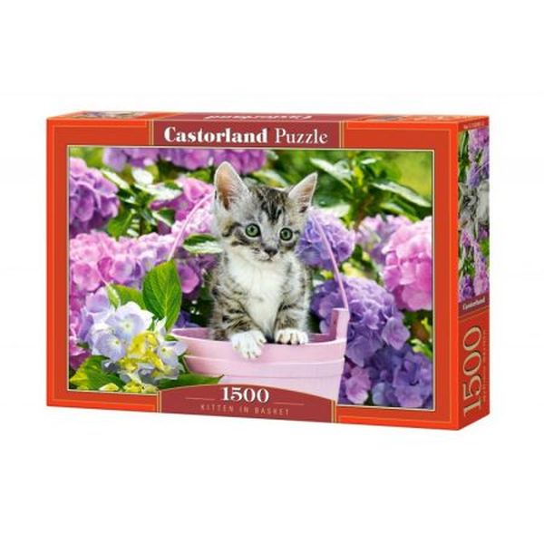 Puzzle 1500 el. Kitten in Basket