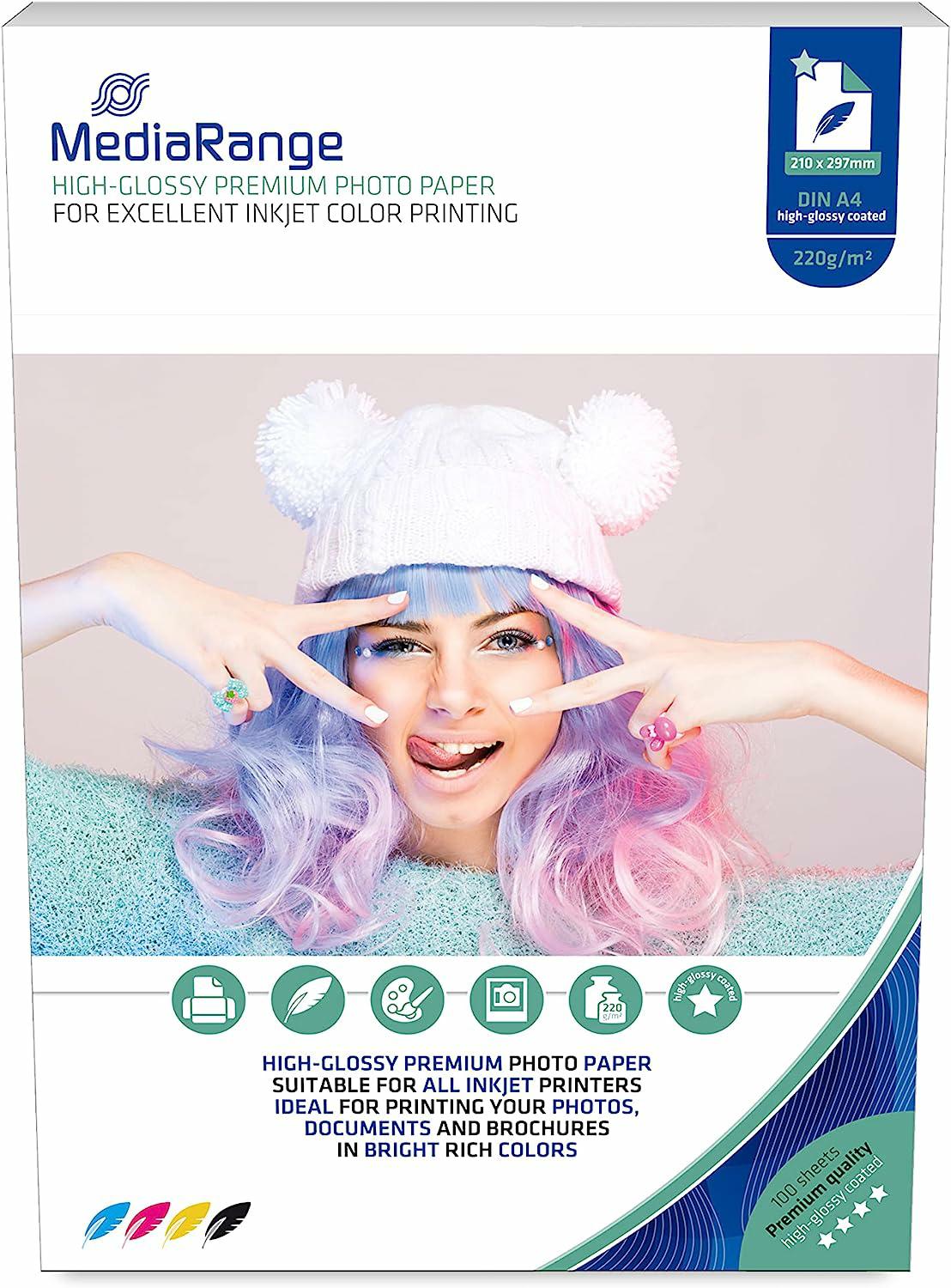 MEDIARANGE Papier 220g op-100 A4 Glossy MRINK103 5760dpi - Henryx24