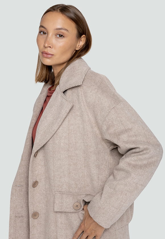 Kurze Damenjacke aus Wolle ELI - beige