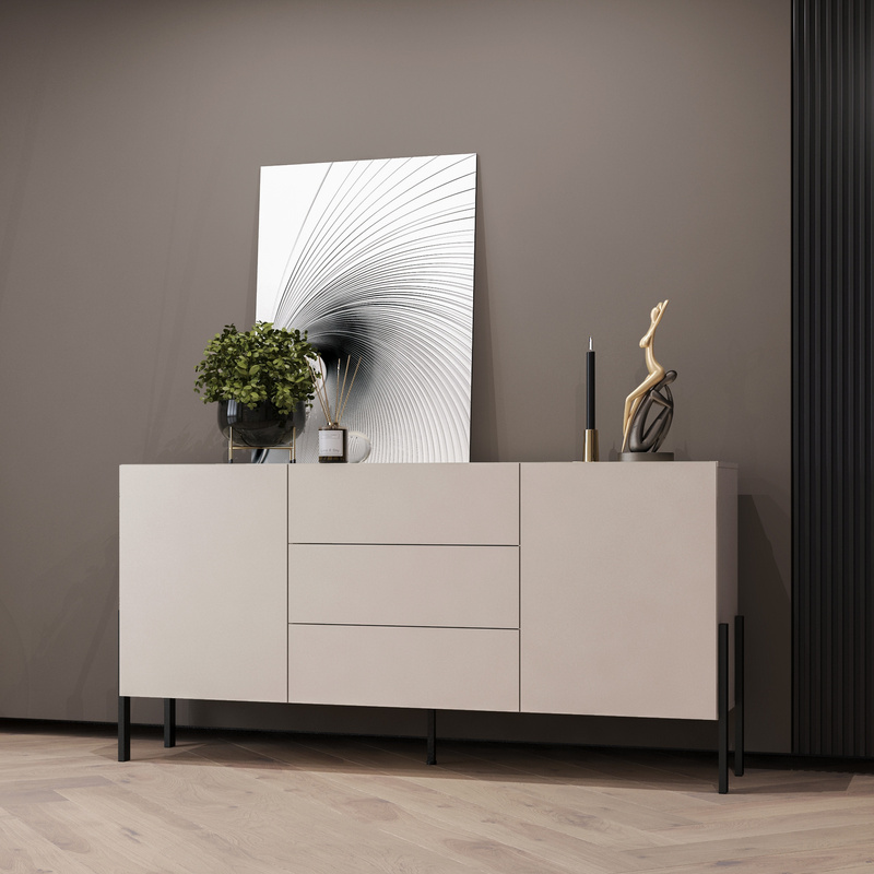 Komoda 184cm kaszmir z szufladami i szafkami nowoczesny design do salonu przedpokoju JUKON
