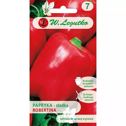 1 szt, Papryka slodka Robertina - Nasiona: Ilość w opakowaniu: 0.5 g