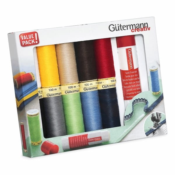zestaw nici 10 kol./100m + klej w sztyfcie GUTERMANN 734567 .