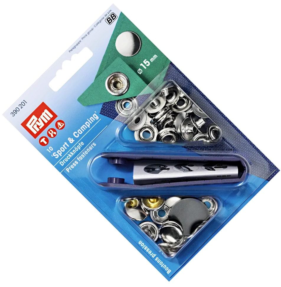 napy sport & camping srebrne fi 15mm 10szt PRYM 390201 .