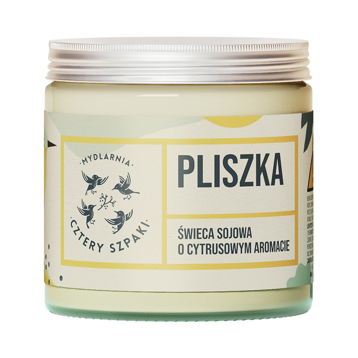 4 Szpaki Pliszka naturalna świeca sojowa cytrusowa