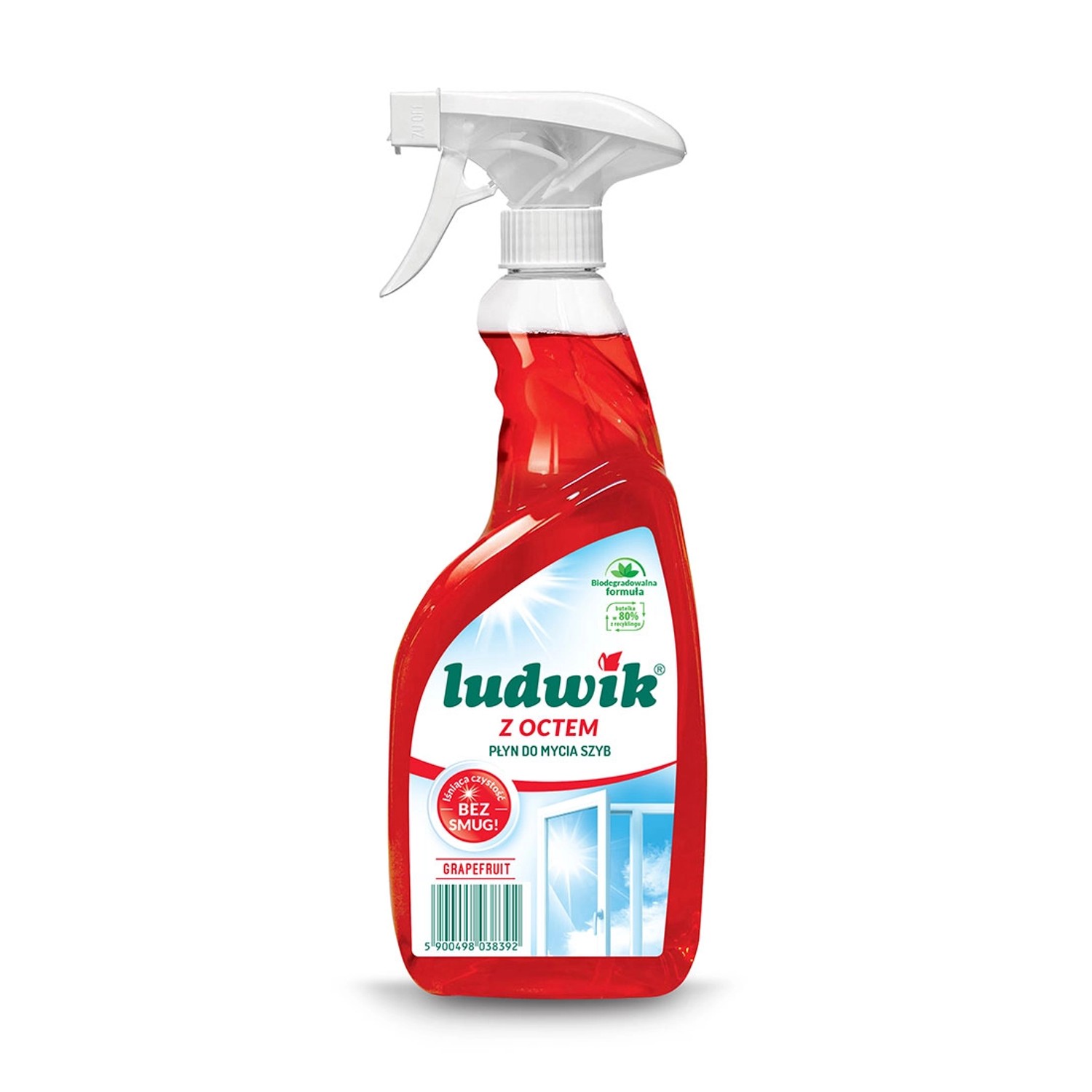 Ludwik Płyn do mycia szyb i glazury z octem 600 ml grapefruit