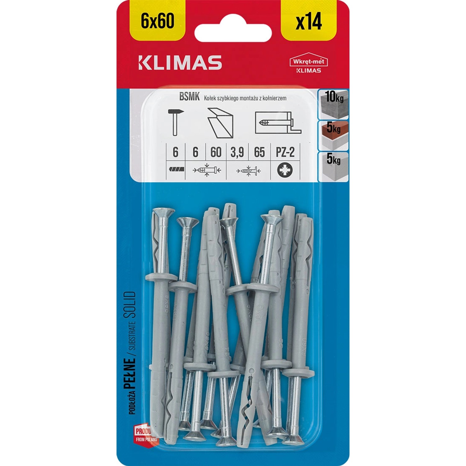 Wkręt-met Kołek wbijany z kołnierzem 6 mm x 60 mm