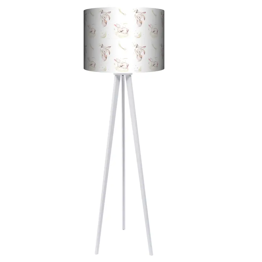 Lampa podłogowa - trójnóg drewniana duża Rabbits 2 -kolor podstawy biały FL - czarny