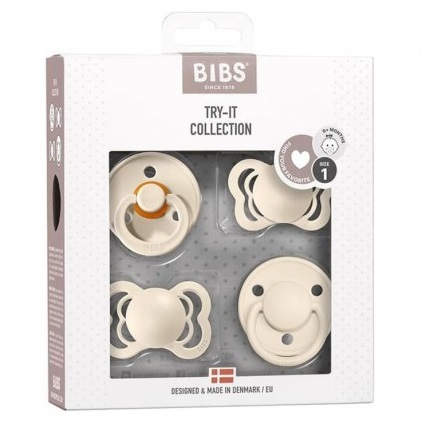 BIBS TRY-IT PACK IVORY 4 smoczkowy zestaw prezentowy smoczków niemowlęcych BBTB