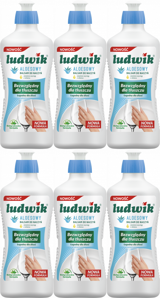 6x Płyn do naczyń Ludwik, balsam, aloesowy, 900g