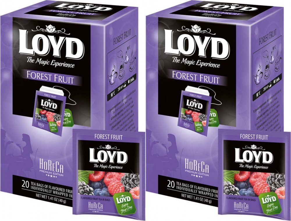 2x Herbata owocowa w kopertach Loyd Horeca Premium Forest Fruit, owoce leśne, 20 sztuk x 2g
