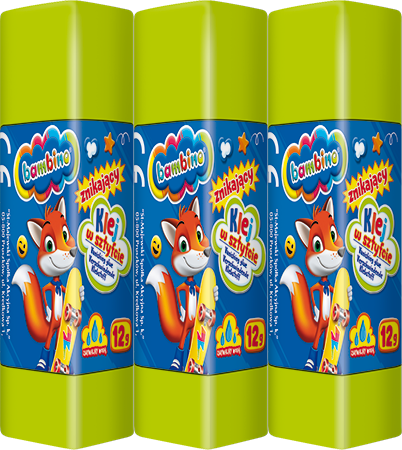 3x Klej w sztyfcie Bambino Zwierzaki Uczniaki, znikający, 12g