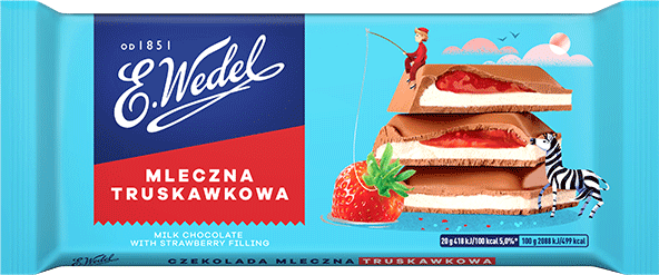 Czekolada Wedel, mleczna truskawkowa, 100g