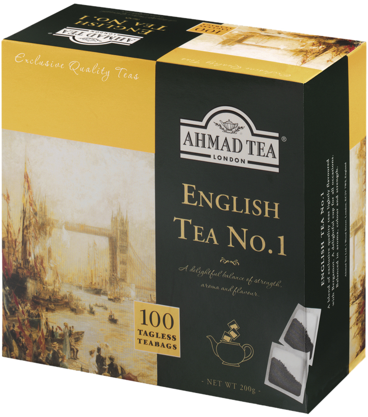 Herbata czarna w torebkach bez zawieszki Ahmad Tea English No.1, 100 sztuk x 2g