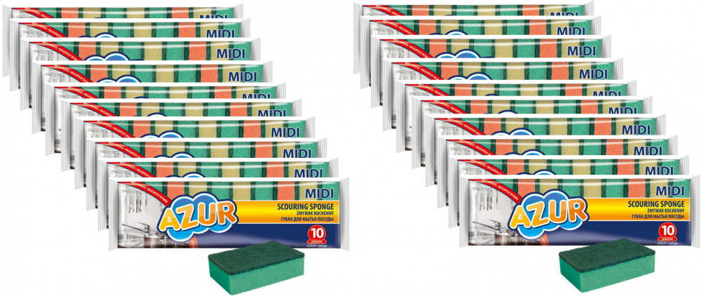 20x Zmywak kuchenny Azur Midi, 5x8x2.5cm, 10 sztuk, mix kolorów