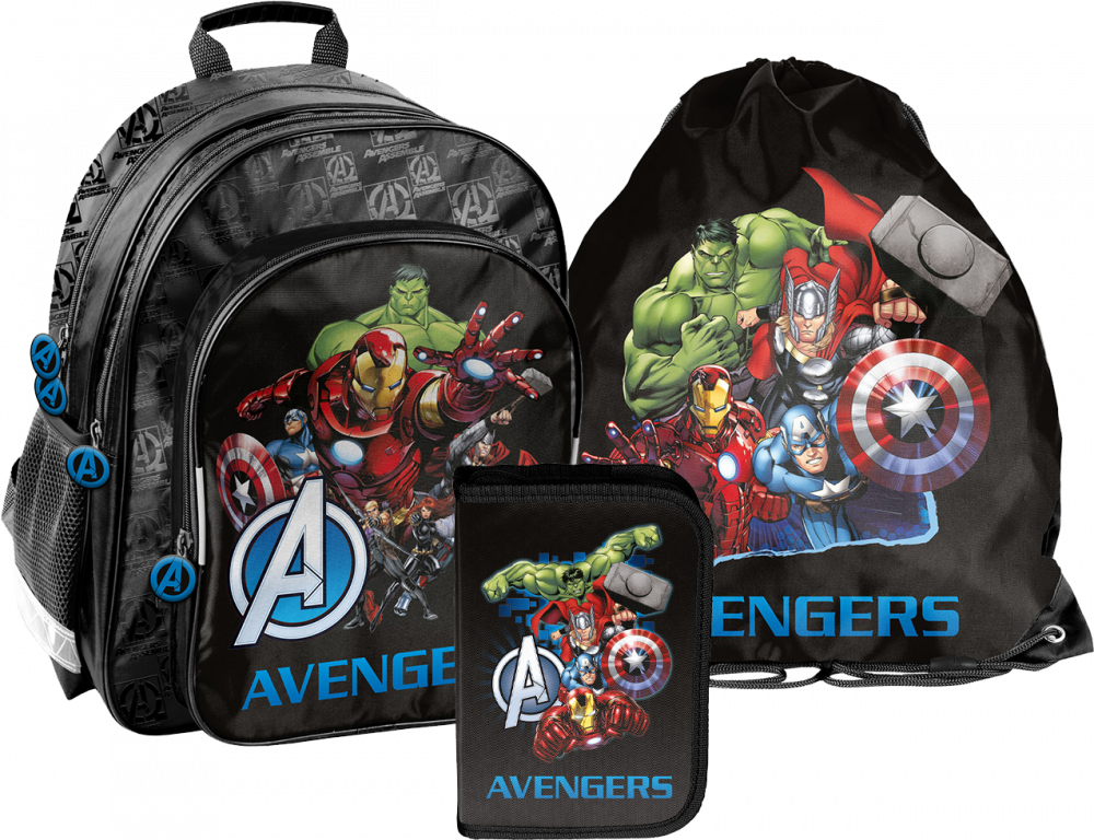 Zestaw: Plecak + piórnik szkolny + worek na buty Paso Avengers