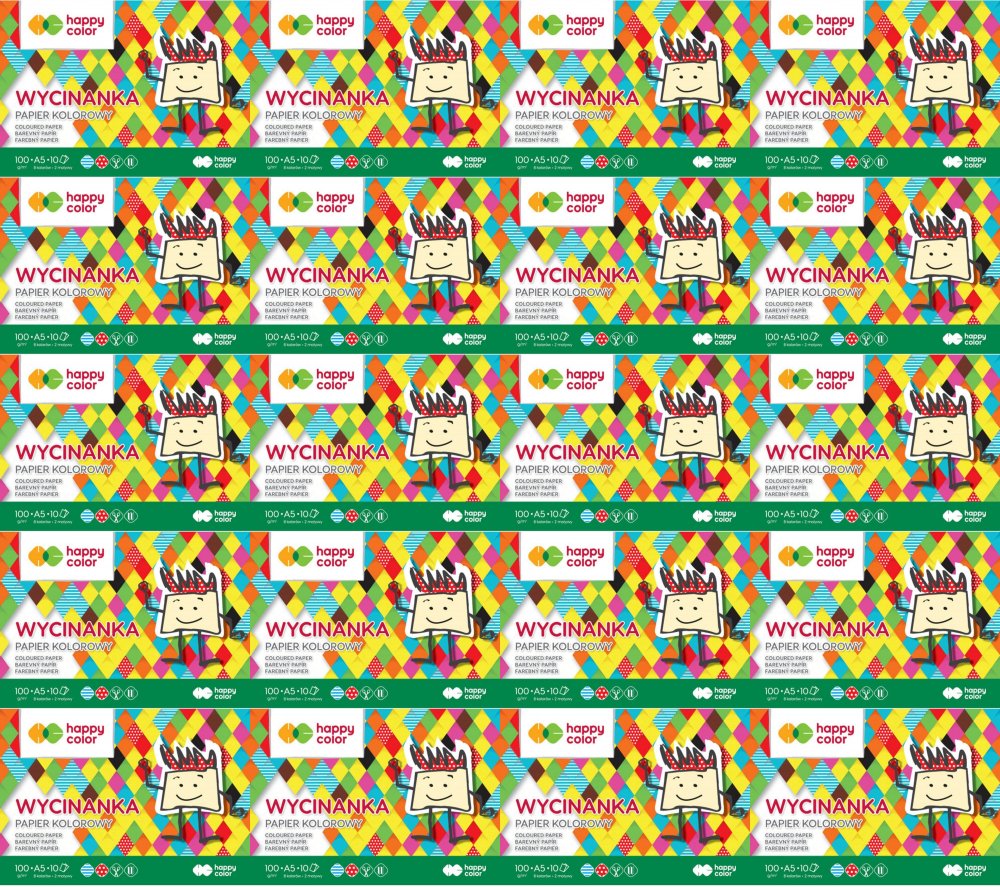 20x Zeszyt papierów kolorowych Happy Color Wycinanka, A5, 100g/m2, 10 kartek, mix kolorów