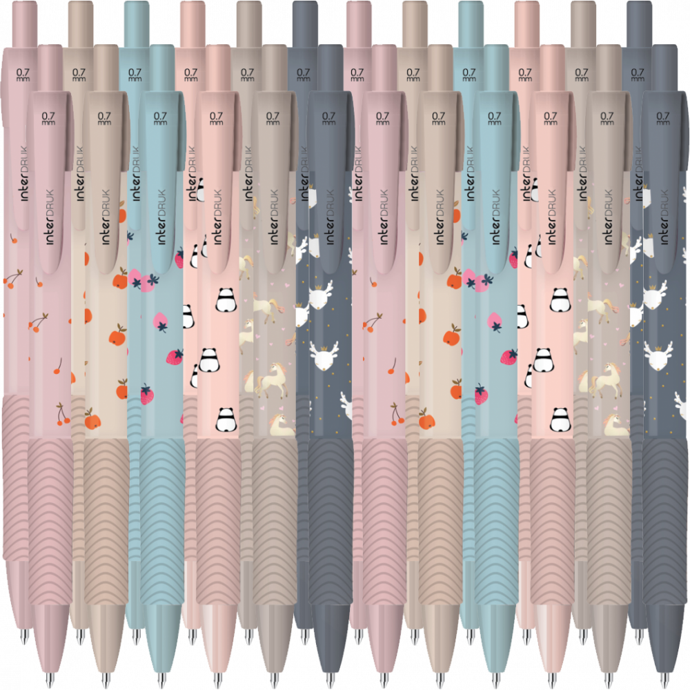 24x Długopis automatyczny Interdruk Cute Girl, 0.7mm, 1 sztuka, tusz niebieski/obudowa mix wzorów