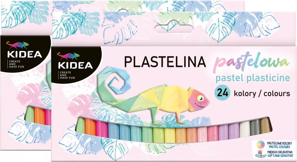 2x Plastelina Kidea, 24 sztuki, mix kolorów pastelowych