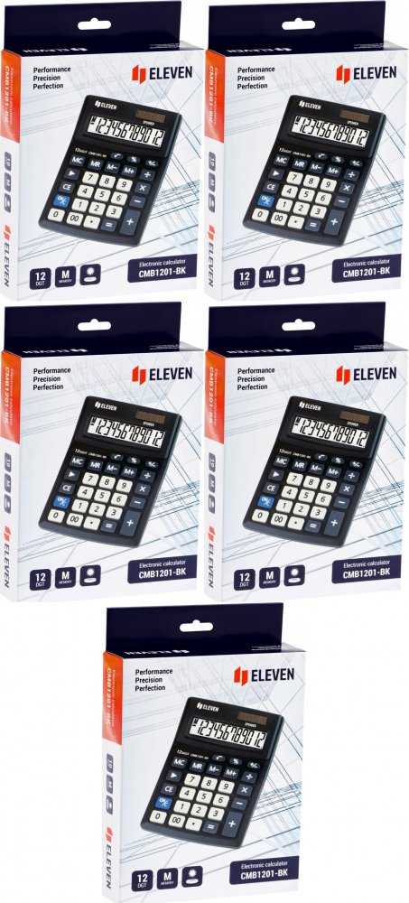 5x Kalkulator biurowy Eleven CMB1201-BK, 12 cyfr, czarny
