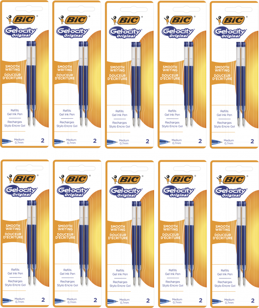 10x Wkład do pióra żelowego Bic, 2 sztuki, 0.7mm, niebieski