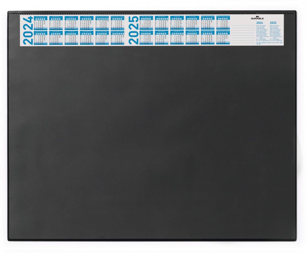Podkład na biurko Durable, z kalendarzem 2024/2025 i zakładką, 65x52cm, czarny