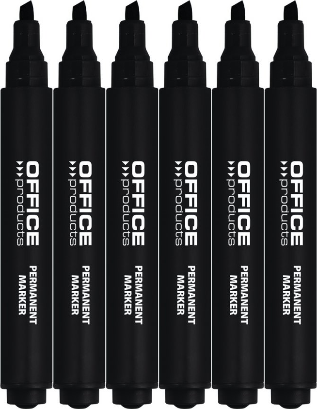 6x Marker permanentny Office Products, ścięta, 5mm, czarny