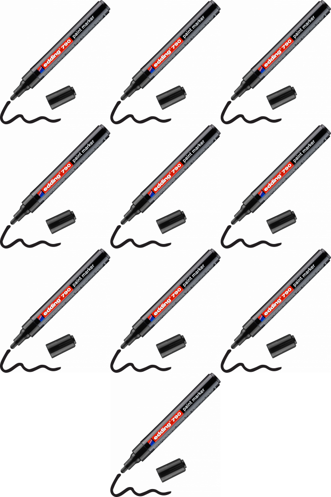 10x Marker olejowy edding, 790, okrągła, 2-3mm, czarny