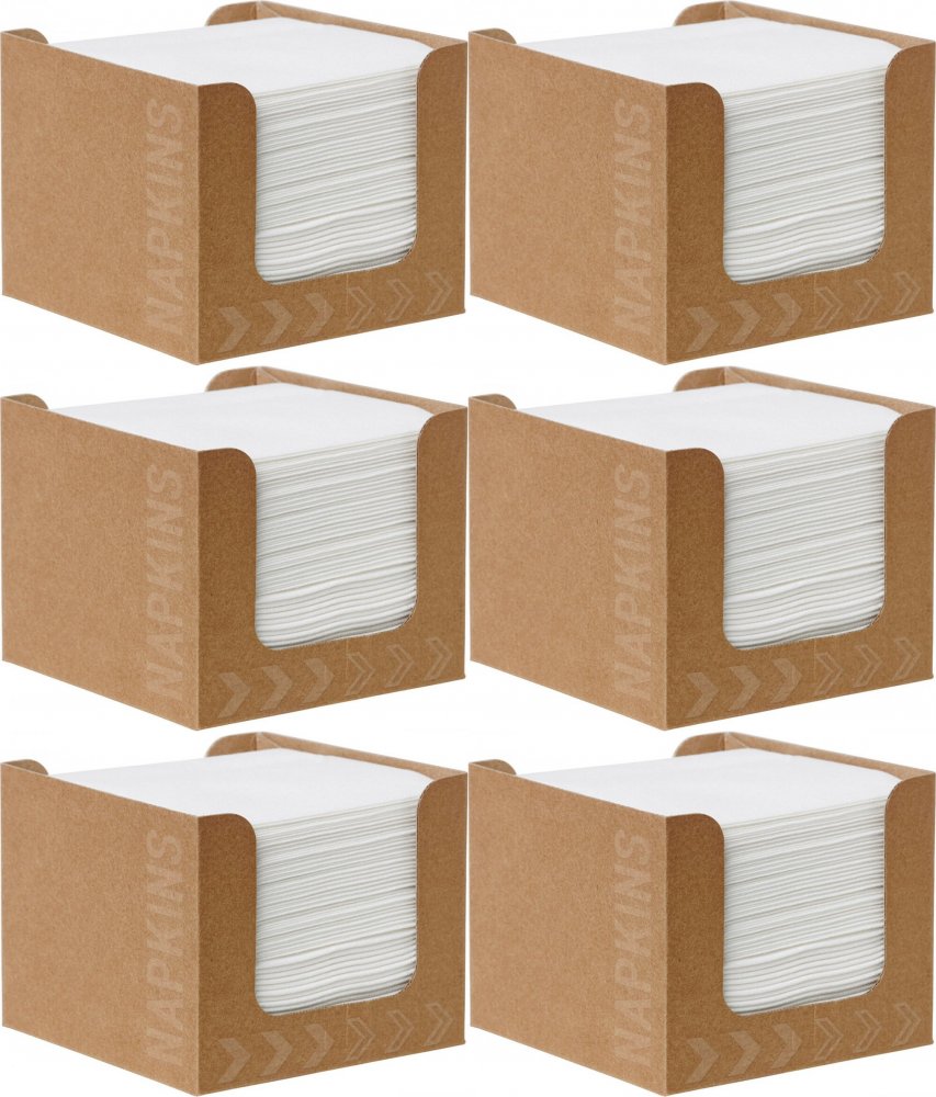 6x Dyspenser z serwetkami Duni Dunisoft, 20x20cm, 50 sztuk, brązowy