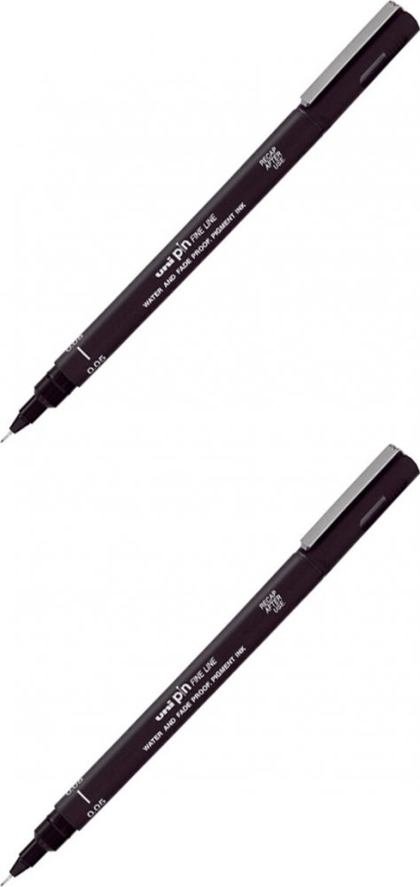 2x Cienkopis kreślarski Uni PIN-200, 0.05mm, czarny
