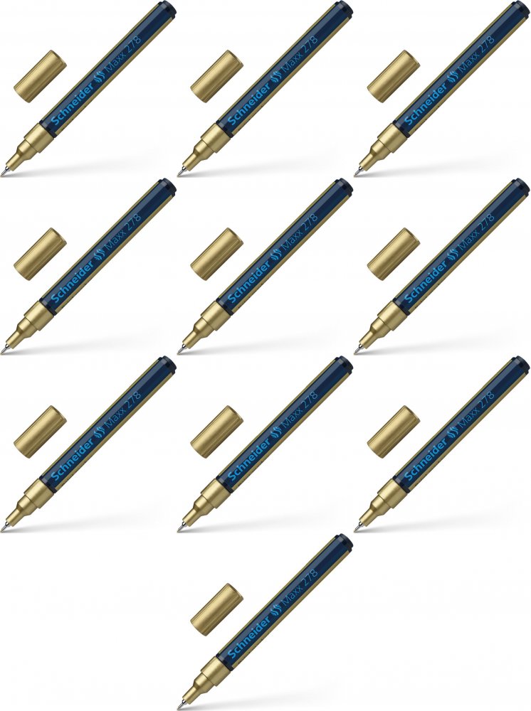 10x Marker olejowy Schneider 278, okrągła, 0.8 mm, złoty