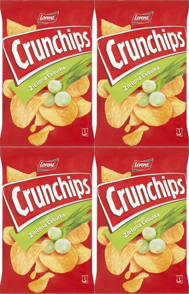 4x Chipsy Crunchips, zielona cebulka, 140g