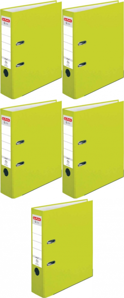 5x Segregator A4 Herlitz Q.file, 80mm, limonkowy