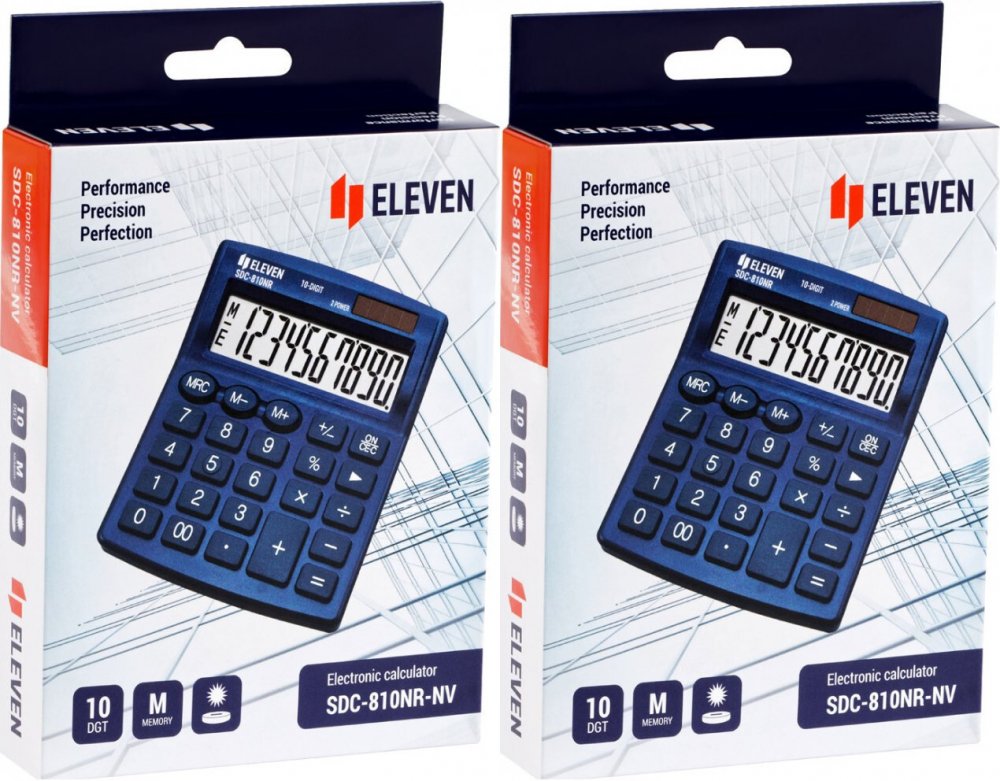 2x Kalkulator biurowy Eleven SDC-810NRNVE, 10 cyfr, granatowy