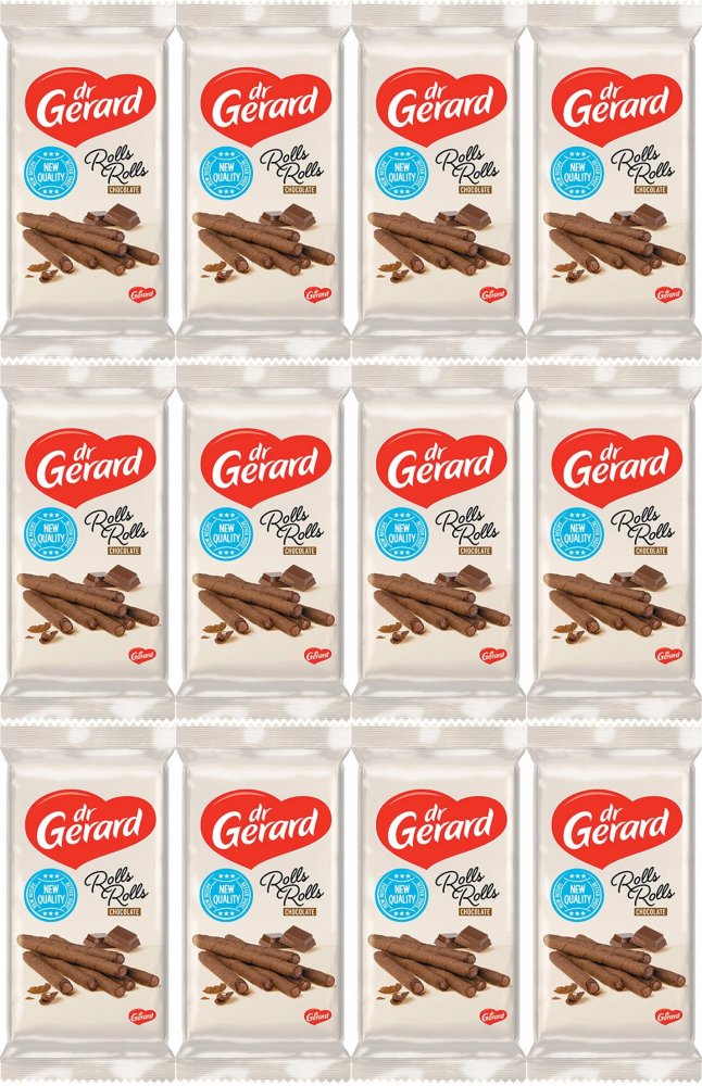 12x Rurki waflowe Dr Gerard Rolls Rolls Chocolate, z kremem czekoladowym, 144g