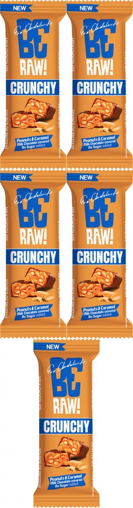 5x Baton BeRAW Crunchy, Peanuts & Caramel, 40g