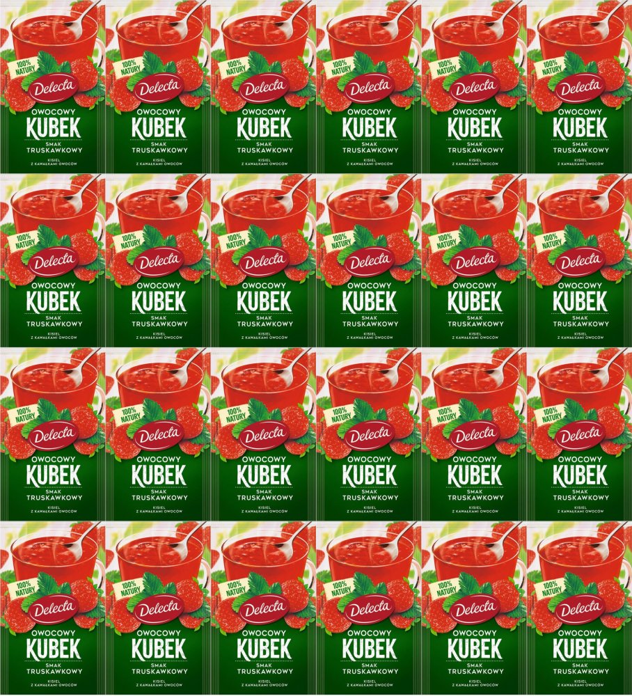 24x Kisiel Delecta Owocowy Kubek z kawałkami owoców, truskawkowy, 30g
