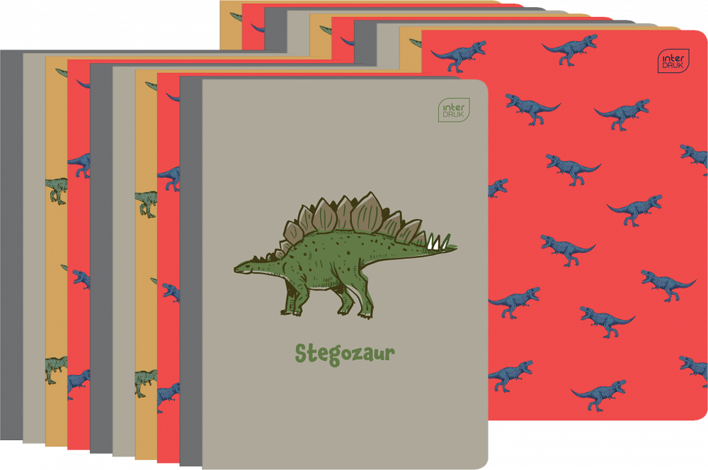 20x Zeszyt w wąskie linie Interdruk UV Dinozaurus, A5, 32 kartki, mix wzorów